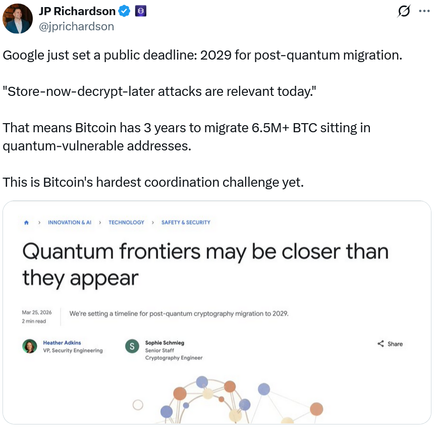 Google to Make Quantum Migration by 2029