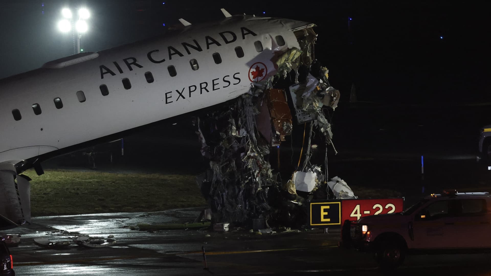 Air Canada Express jet hits ground vehicle, closing New York's LaGuardia airport