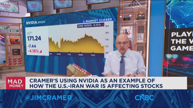 Iran war has something to do with Nvidia stock being down, but it’s not totally quantifiable, says Jim Cramer