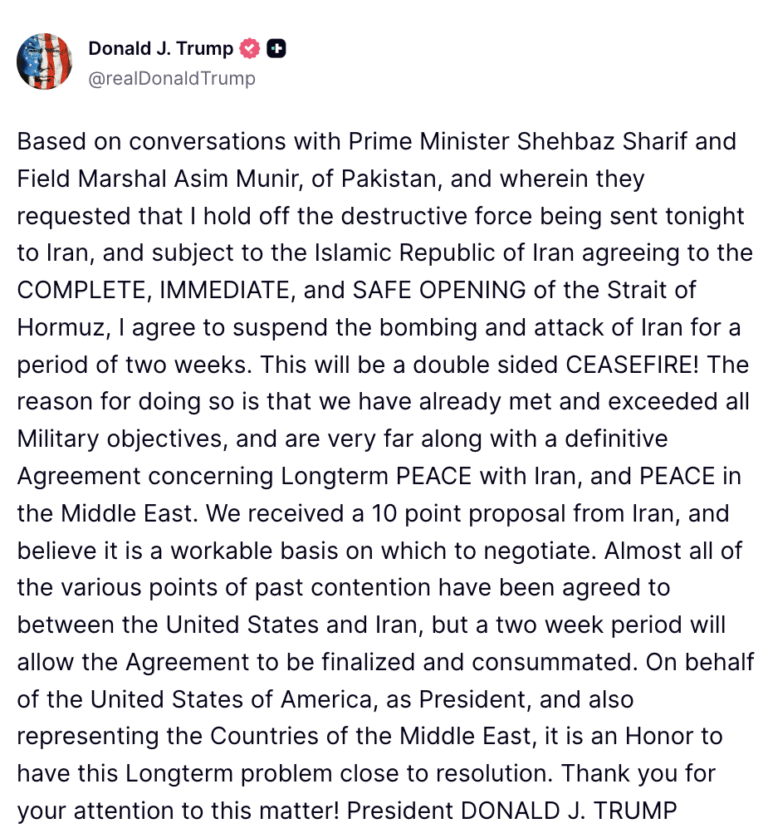 Bitcoin Reclaims $72K After Trump Announces Iran Ceasefire