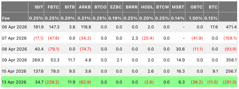 Bitcoin ETFs Post $291M Outflows as BTC Tops $74K