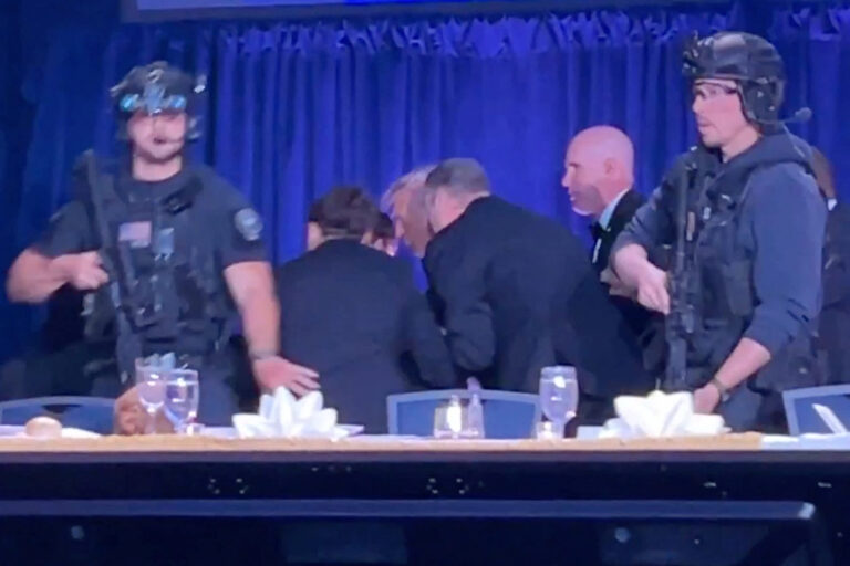 Video: Pres. Trump evacuated from WH Correspondents’ Dinner after gunshots heard in ballroom