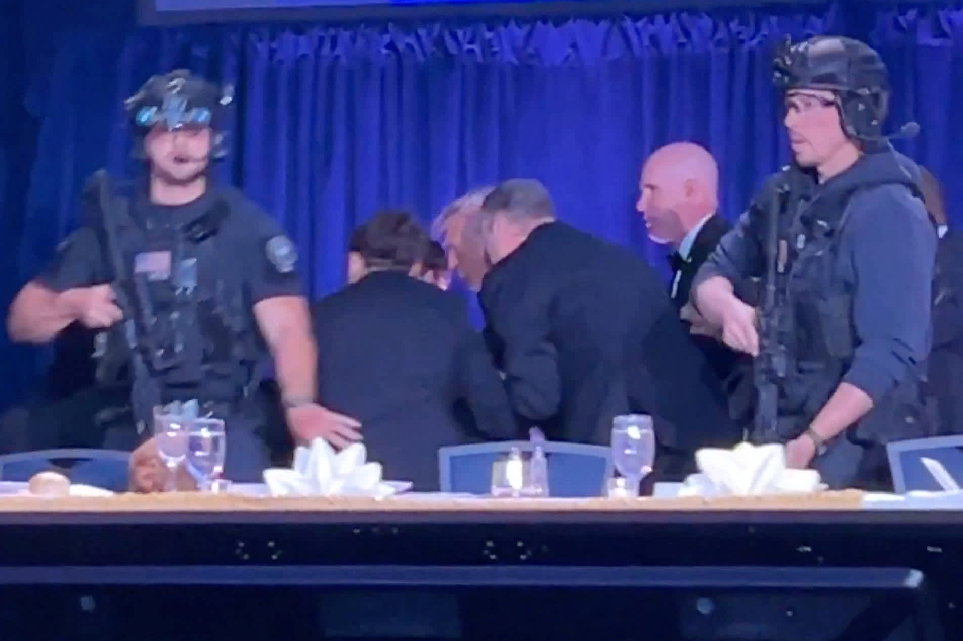 Video: Pres. Trump evacuated from WH Correspondents’ Dinner after gunshots heard in ballroom