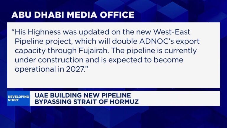 UAE building a new pipeline bypassing Strait of Hormuz