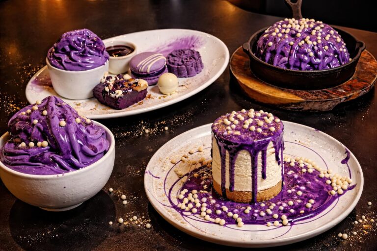 Filipino restaurant Kasa and Kin in Soho, London, offers a selection of drinks and desserts made with ube, a root vegetable from the Philippines which has seen a surge in demand from younger consumers due to its vibrant color and sweet taste.