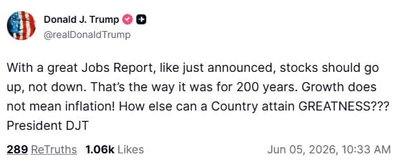 Donald Trump Truth Social Post
