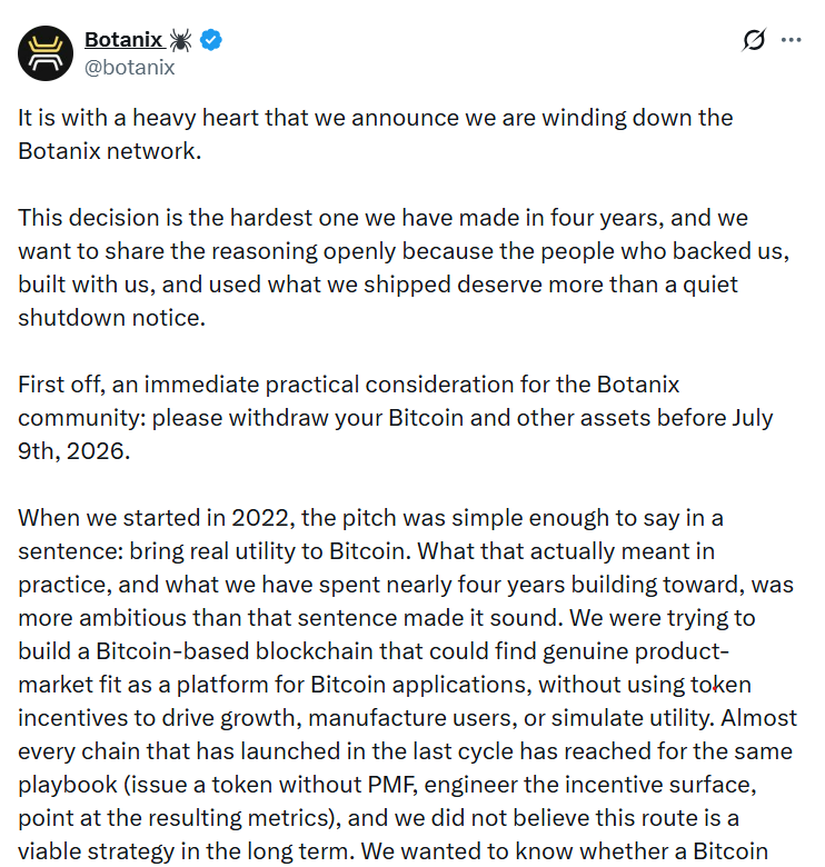 Does Botanix’s Failure Prove Bitcoiners Don’t Care About DeFi?