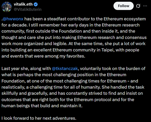 Ethereum Foundation Leses Co-Executive Director Amid Leadership Exodus