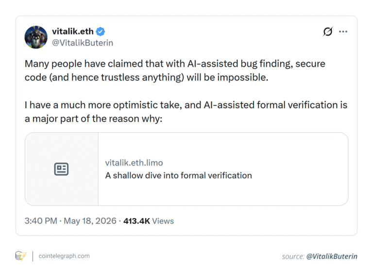 Why Vitalik Buterin’s AI formal verification idea still cannot promise bug-free crypto