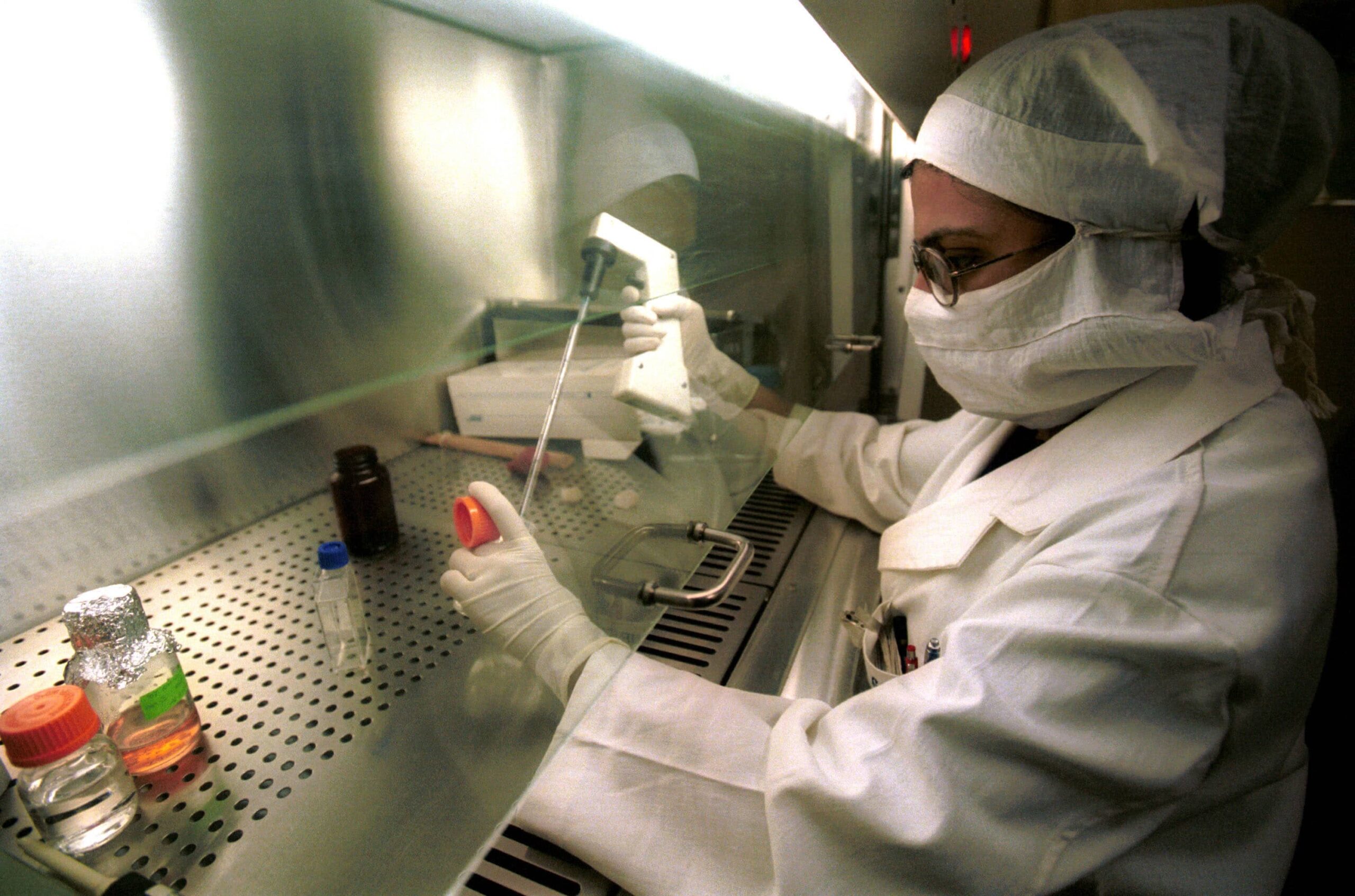 MUMBAI, INDIA - MARCH 3:  A technician works at a Cipla laboratory March 3, 2002 in Vikhrohi, Mumbai, India.