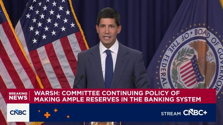 Chairman Kevin Warsh delivers remarks following the Fed's decision to leave rates unchanged