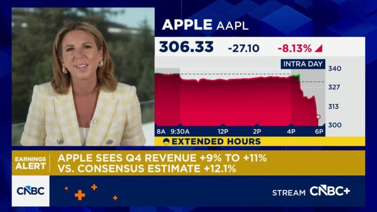 Apple shares sliding on revenue guidance