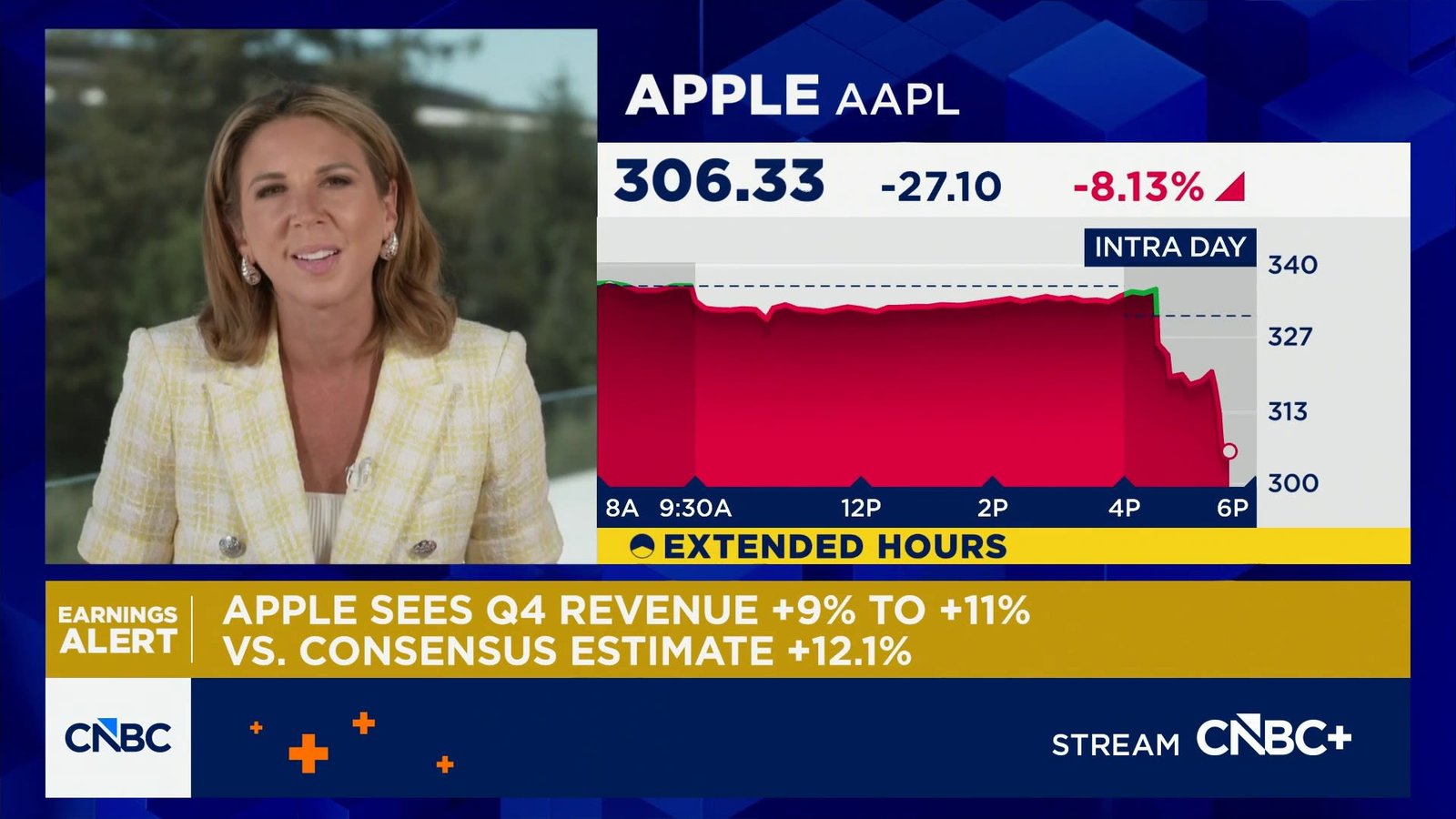 Apple shares sliding on revenue guidance