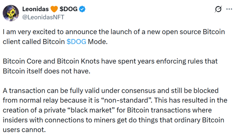 Ordinals Dev Proposes New Bitcoin Client: ‘$DOG Mode’