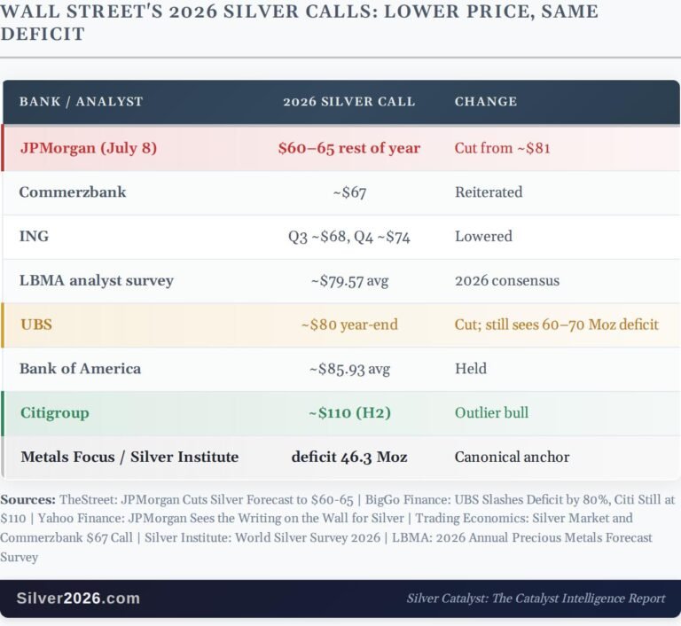 Street cut its Silver targets: The price fell, the deficit held