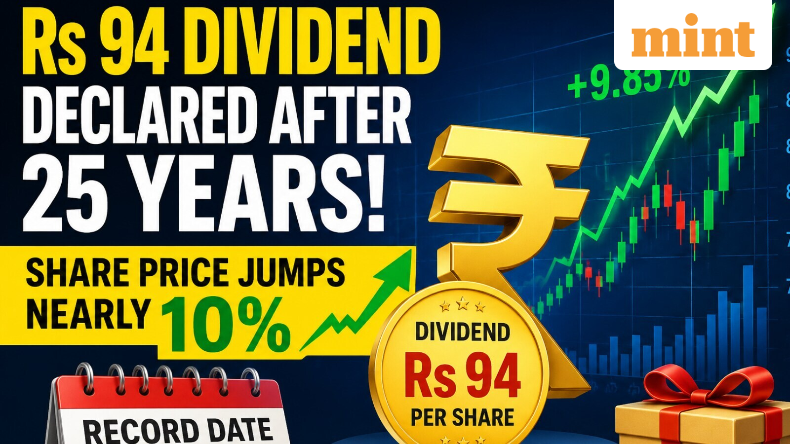 ₹94 dividend declared after 25 years; share price jumps nearly 10% - Record date fixed | Do you own?