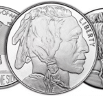 Silver Buffalo rounds displaying Type I Buffalo nickel-inspired design with Indian Head profile and bison reverse, marked 1 oz .999 fine silver.