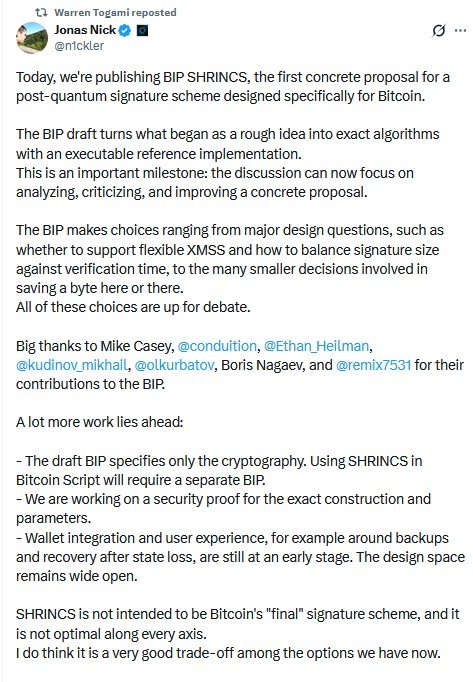 SHRINCS BIP Published: Quantum-Secure Bitcoin Comes With A Catch