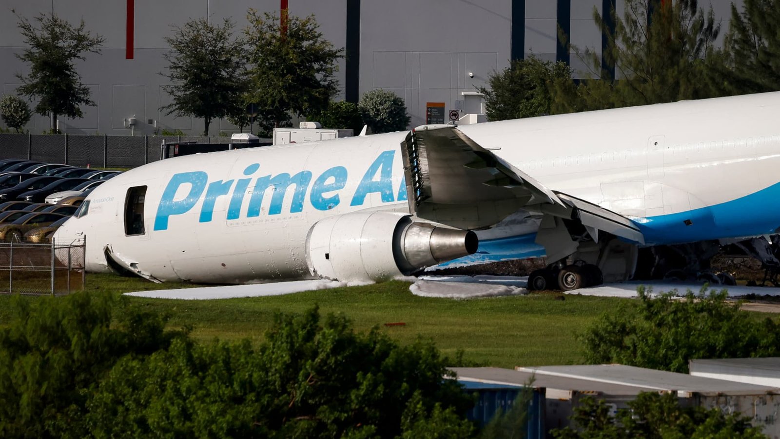 Crashed Amazon cargo jet struck two vehicles, ended up 1,300 feet past runway, NTSB says