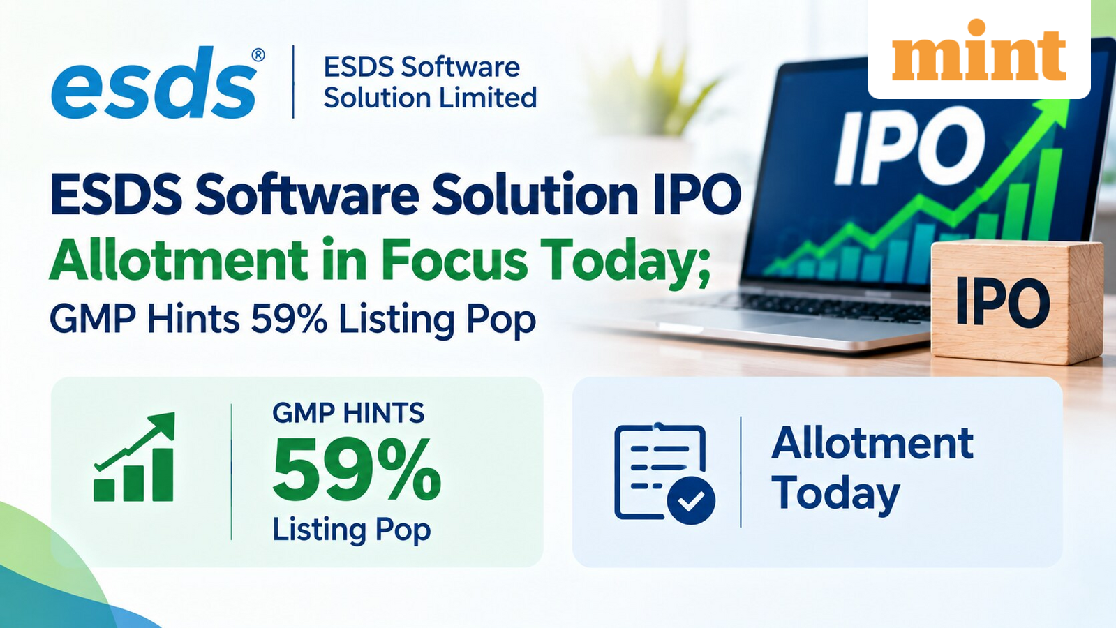 ESDS Software Solution IPO allotment in focus today; GMP hints 59% listing pop, 6 steps to check status