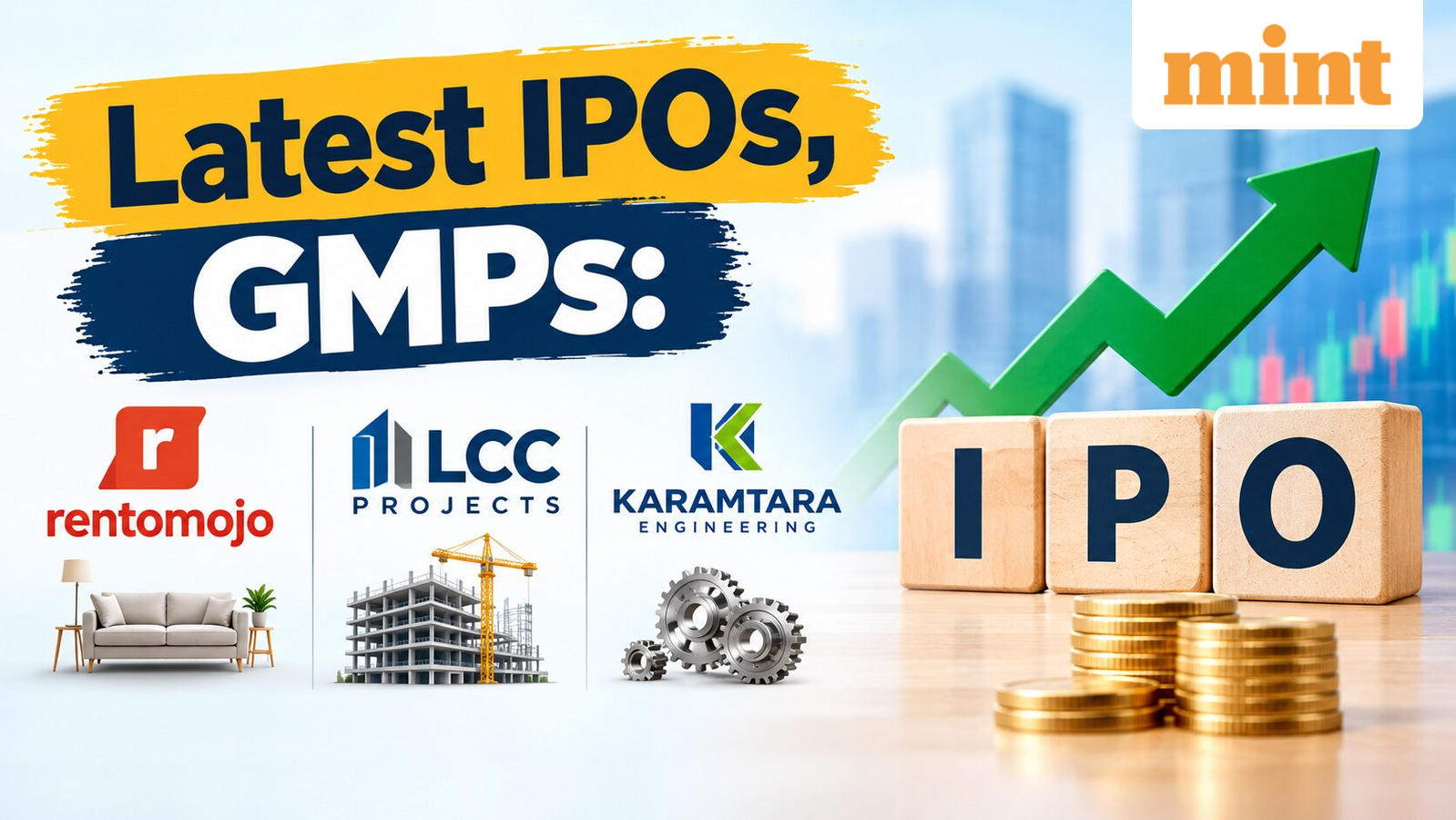 Latest IPOs, GMPs, Subscription Status, Share Listing Price Prediction: Rentomojo, LCC Projects, Karamtara Engineering
