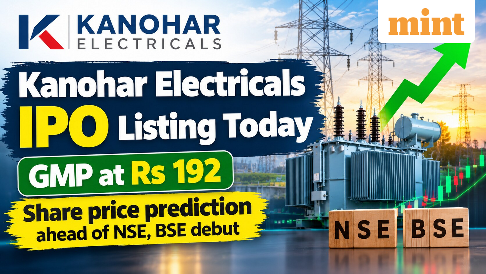 Kanohar Electricals IPO listing today: GMP at  ₹192; Share price prediction ahead of NSE, BSE debut