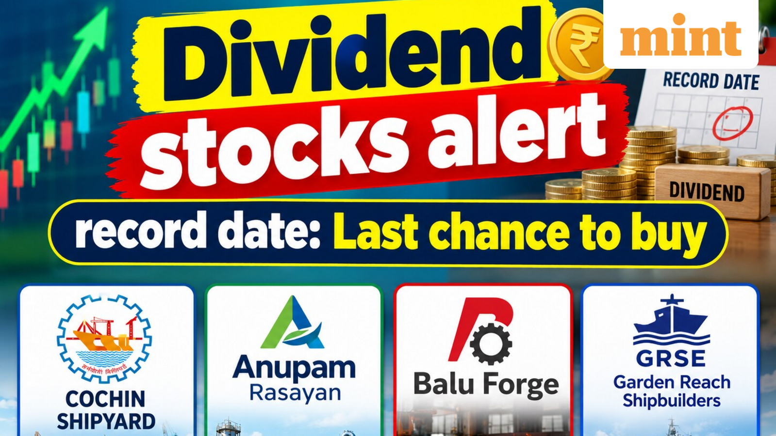 Dividend stocks alert, record date: Last chance to buy Cochin Shipyard, Anupam Rasayan, Balu Forge, and others | List