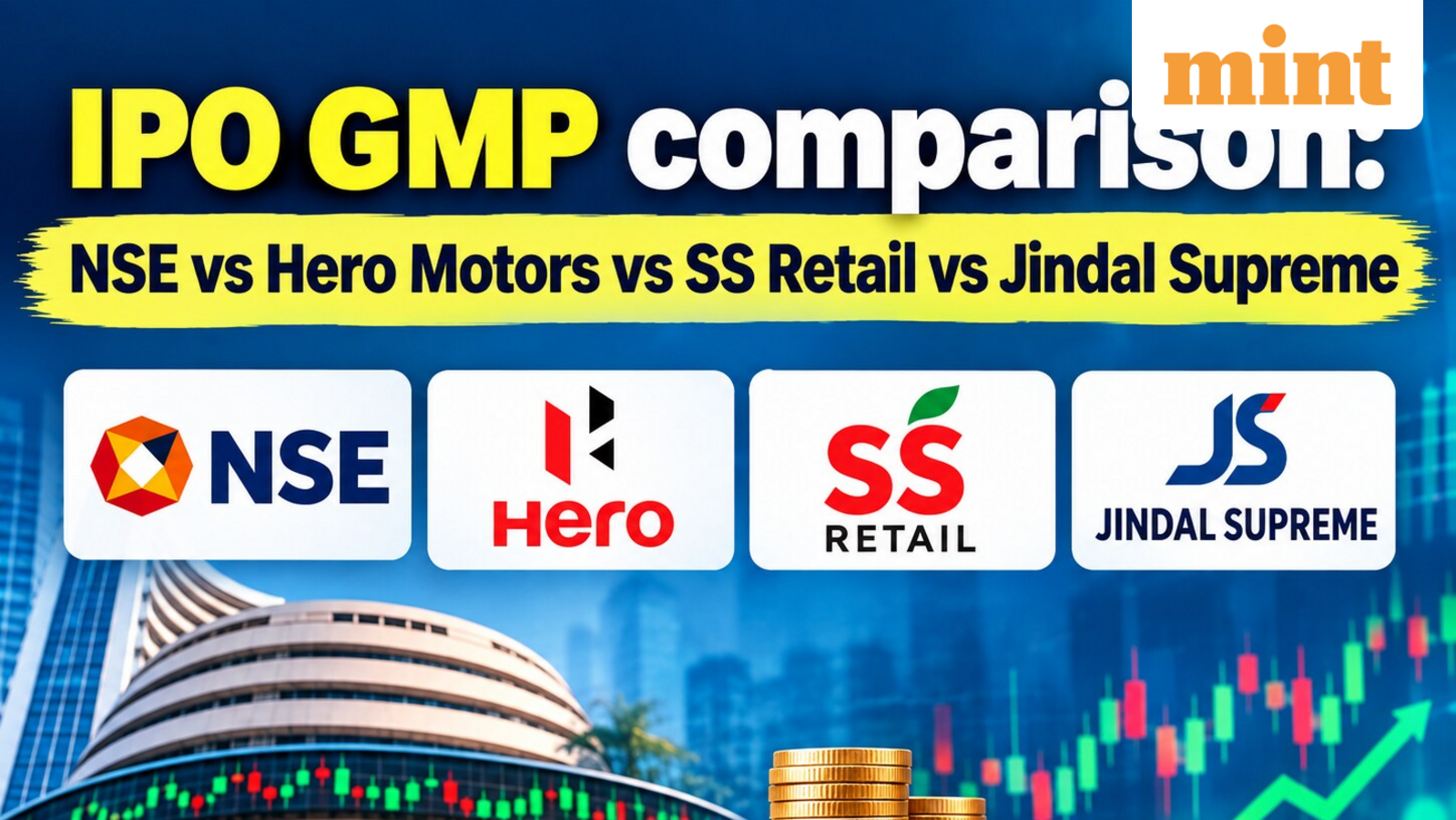 IPO GMP comparison:  NSE vs Hero Motors vs SS Retail vs Jindal Supreme - Check which has worst grey market premium?