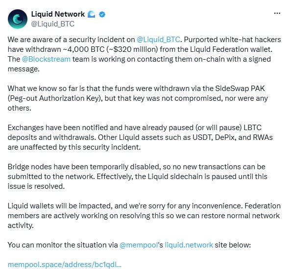 ‘White Hats’ Take 4000 BTC From Liquid, ETFs See Best Week Of 2026: Hodler’s Digest