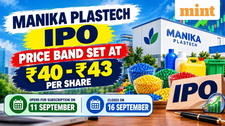 Manika Plastech IPO price band set at  ₹40- ₹43 per share. Check date, size, &amp; other key details
