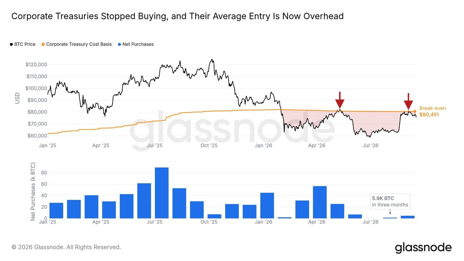 Bitcoin Corporate Treasuries Stay Underwater With BTC Price Below $80,500