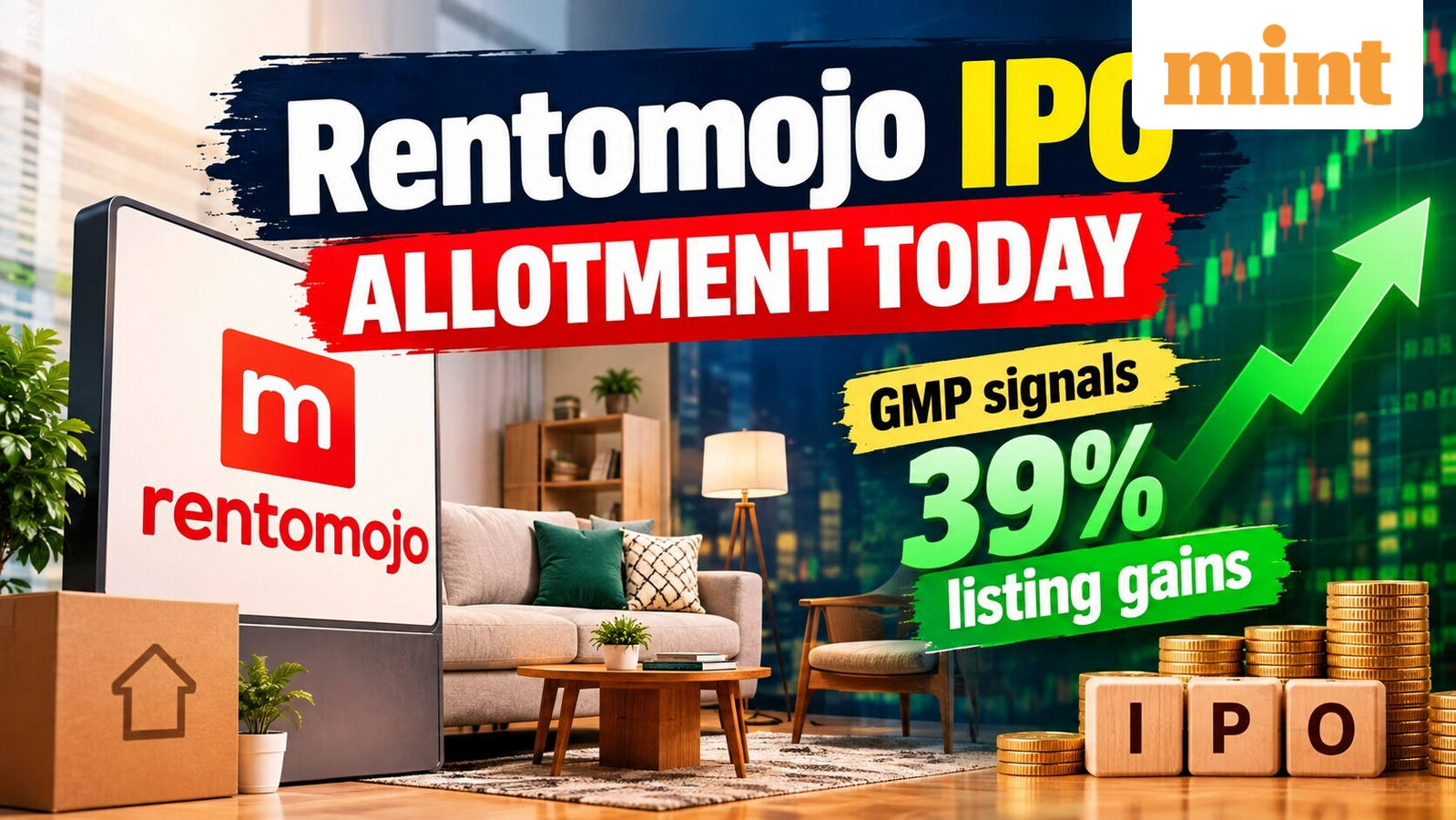 Rentomojo IPO: Allotment today; check status online | 72.88x subscription - GMP signals 39% listing gains