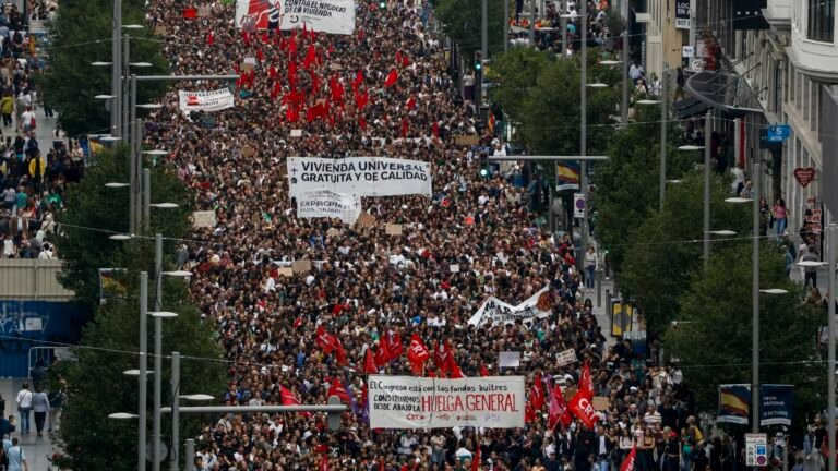 Tens of thousands protest across Spain over housing crisis