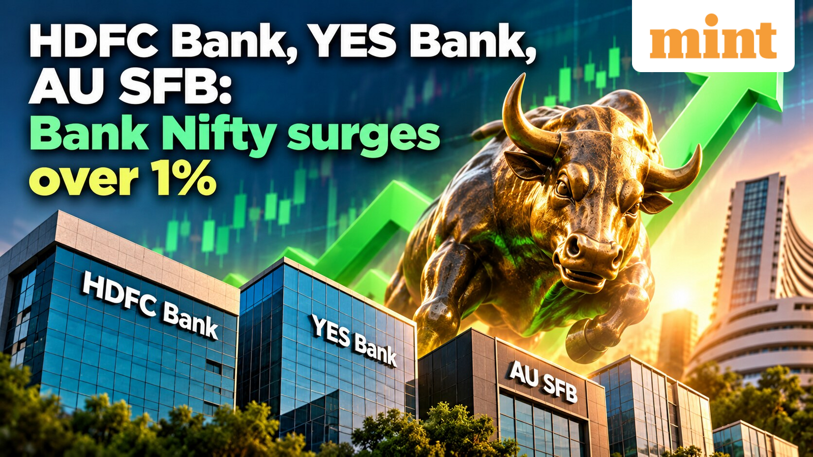HDFC Bank, YES Bank, AU SFB: Bank stocks jump; Bank Nifty up over 1% - Q2 business updates, share price rally explained | Stock Market News