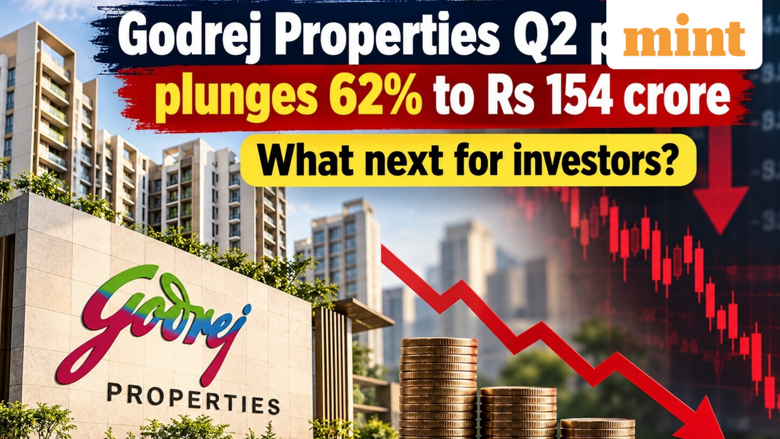 Godrej Properties Q2 profit plunges 62% to  ₹154 crore, real estate stock down 6.5% in 1 week - What next for investors