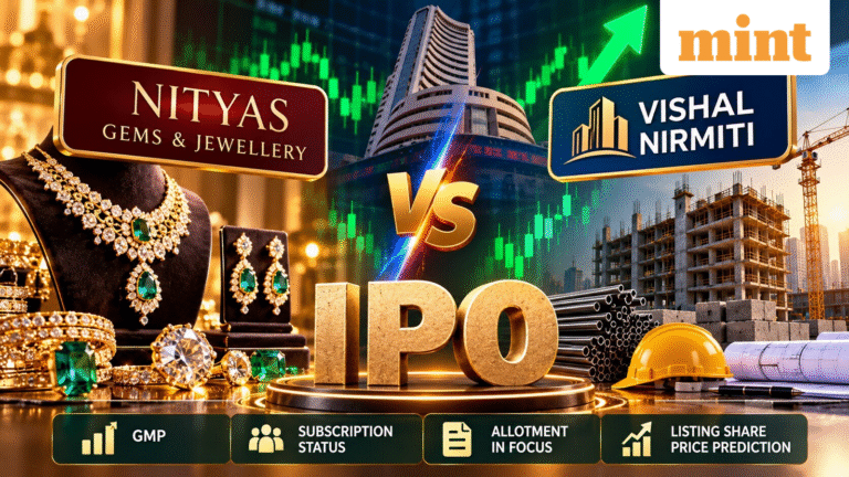 IPO GMP comparison: Nityas Gems & Jewellery, Vishal Nirmiti allotment in focus | Listing share price prediction | Stock Market News