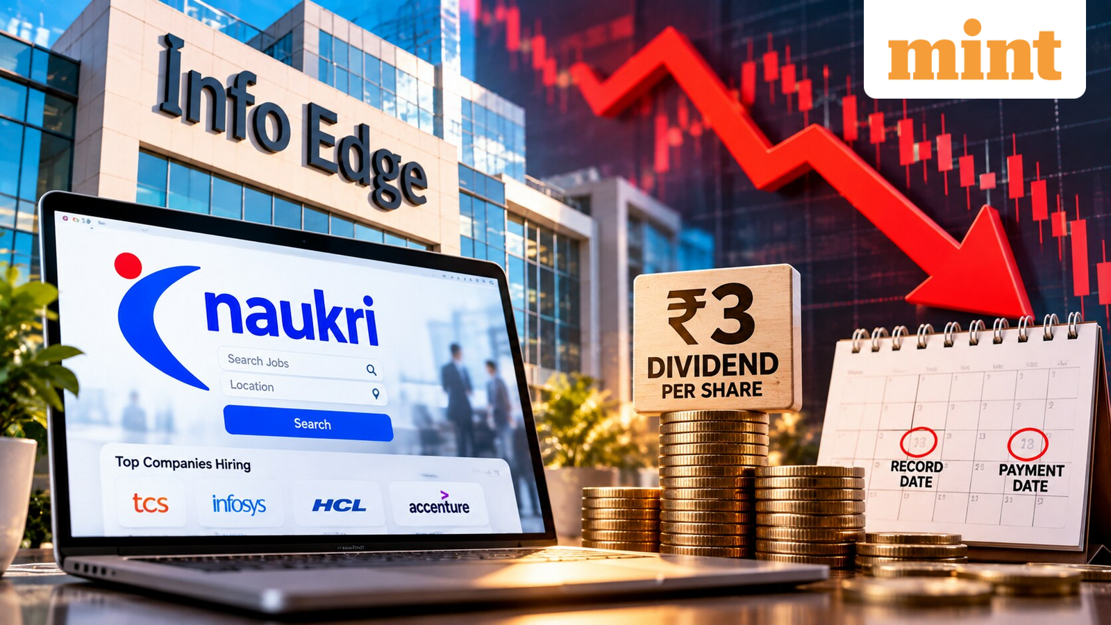 Naukri brand parent Info Edge shares dip after  ₹3 per share dividend move | Check payment, record date, history, yield