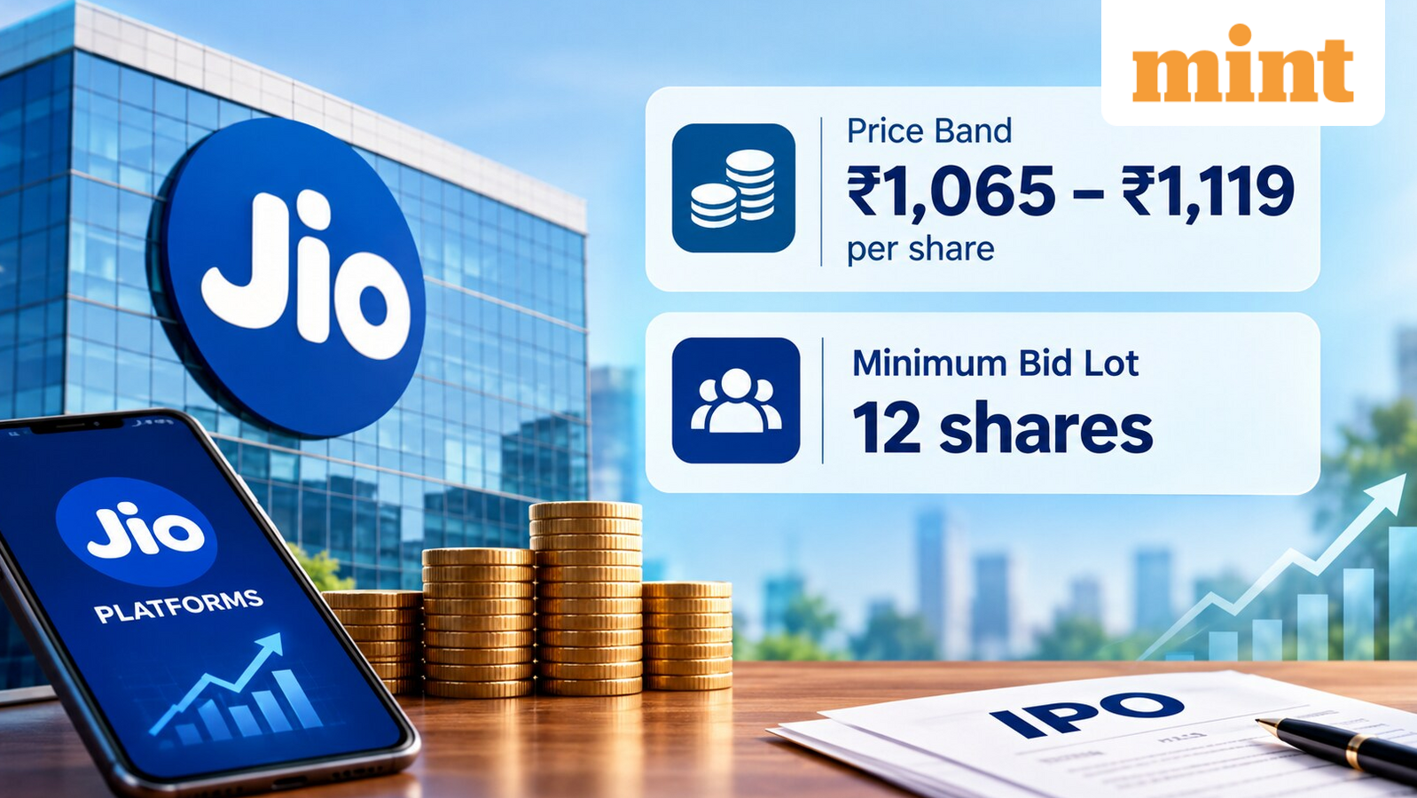 Jio Platforms IPO: Price band fixed at  ₹1,065– ₹1,119 per share; minimum bid lot set at 12 shares