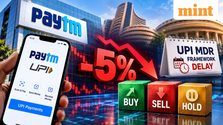 Paytm shares: One97 Communications stock sinks 5% on this UPI MDR news; buy, sell or hold? Experts' view, target price