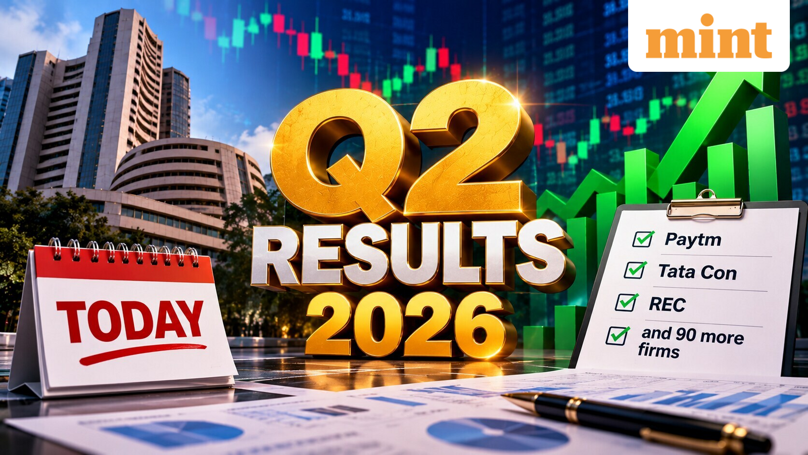 Q2 results 2026 today, schedule: Paytm, Tata Con, REC among 90 firms to announce quarterly earnings | Full list