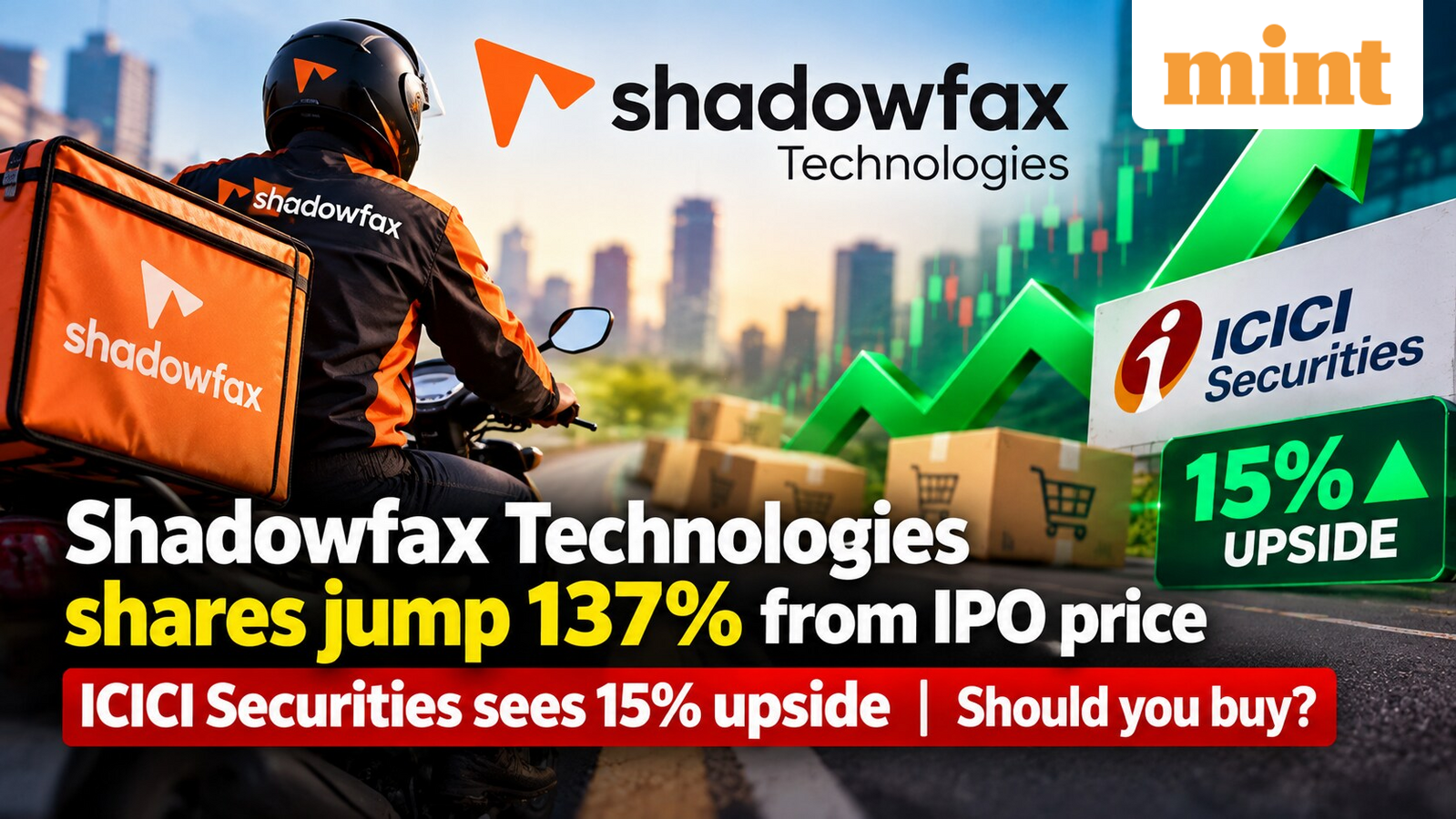 Shadowfax Technologies shares jump 137% from IPO price; ICICI Securities sees 15% upside | Should you buy?