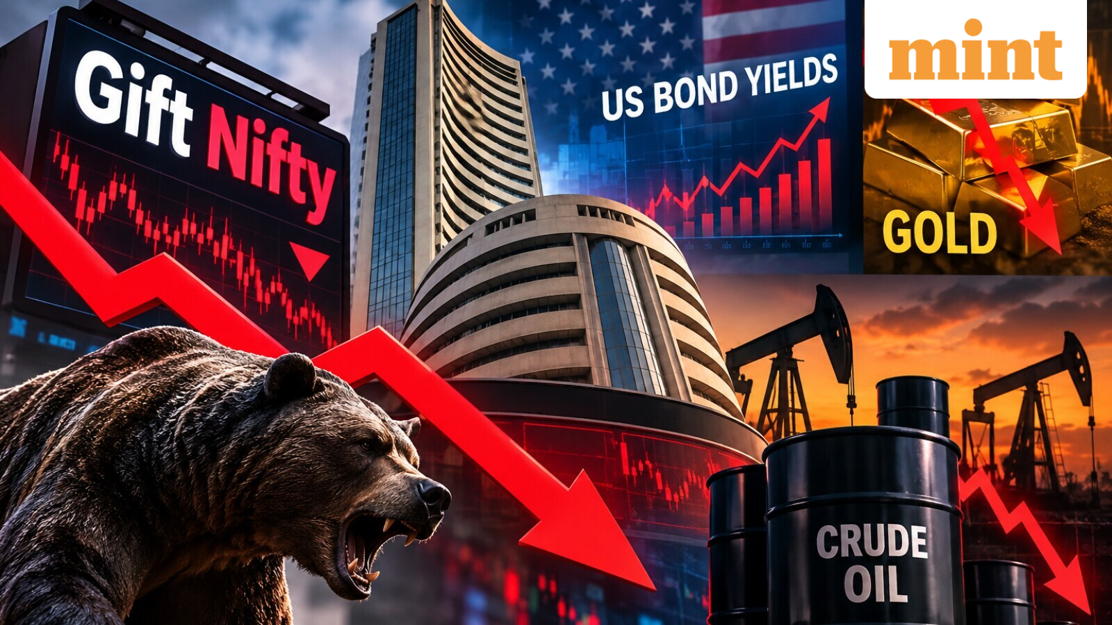 Stock market today LIVE: Nifty, Sensex open lower on elevated US 10-year bond yield, crude oil price | Bank Nifty gains