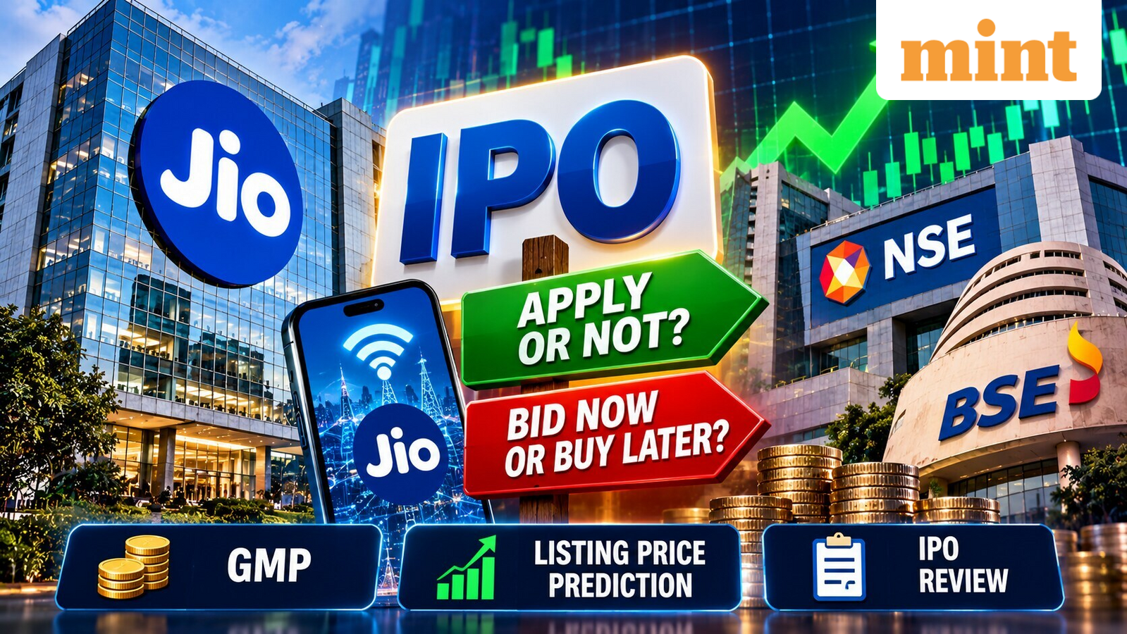 Reliance Jio IPO review: Apply or not? Bid now or buy shares post NSE, BSE debut? Check GMP, listing price prediction