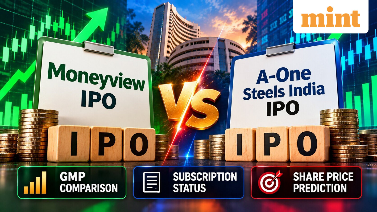 Moneyview IPO vs A-One Steels India IPO listing: Here's GMP comparison, listing share price prediction