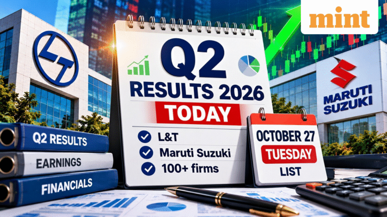 Q2 results 2026 today, schedule: L&amp;T, Maruti Suzuki - 100 more firms to declare quarterly earnings; Oct 27 Tue list